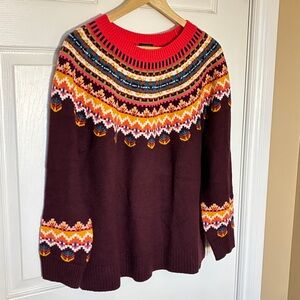 Talbots Colorful Patterned Crew Neck Sweater Women’s Petite Large (LP)